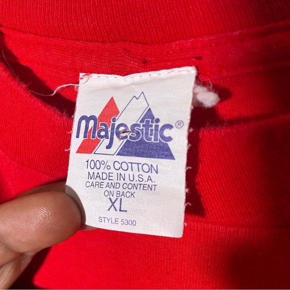 Vintage 90s Majestic St. Louis Cardinals Mark McGwire Red Graphic Tee - Picture 4 of 5